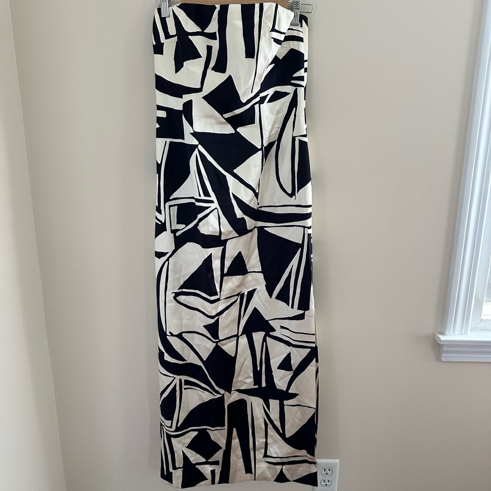 David Meister Geometric Satin Strapless Dress